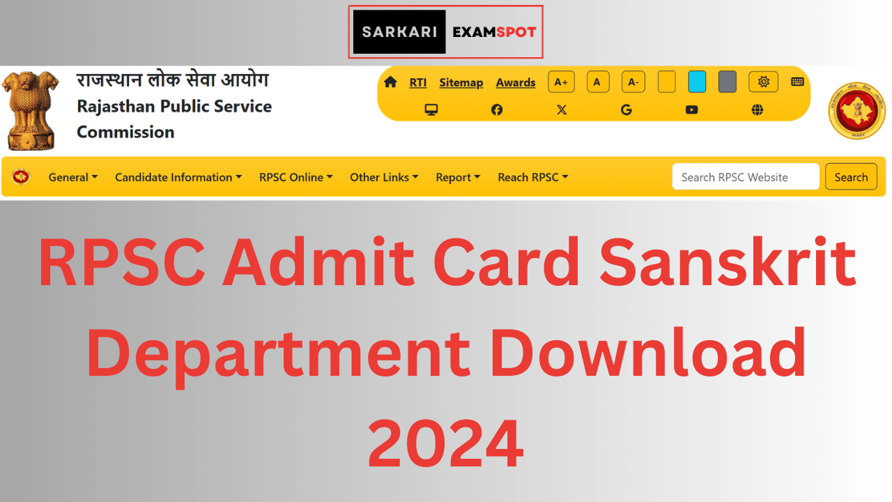 RPSC Admit Card Sanskrit Department